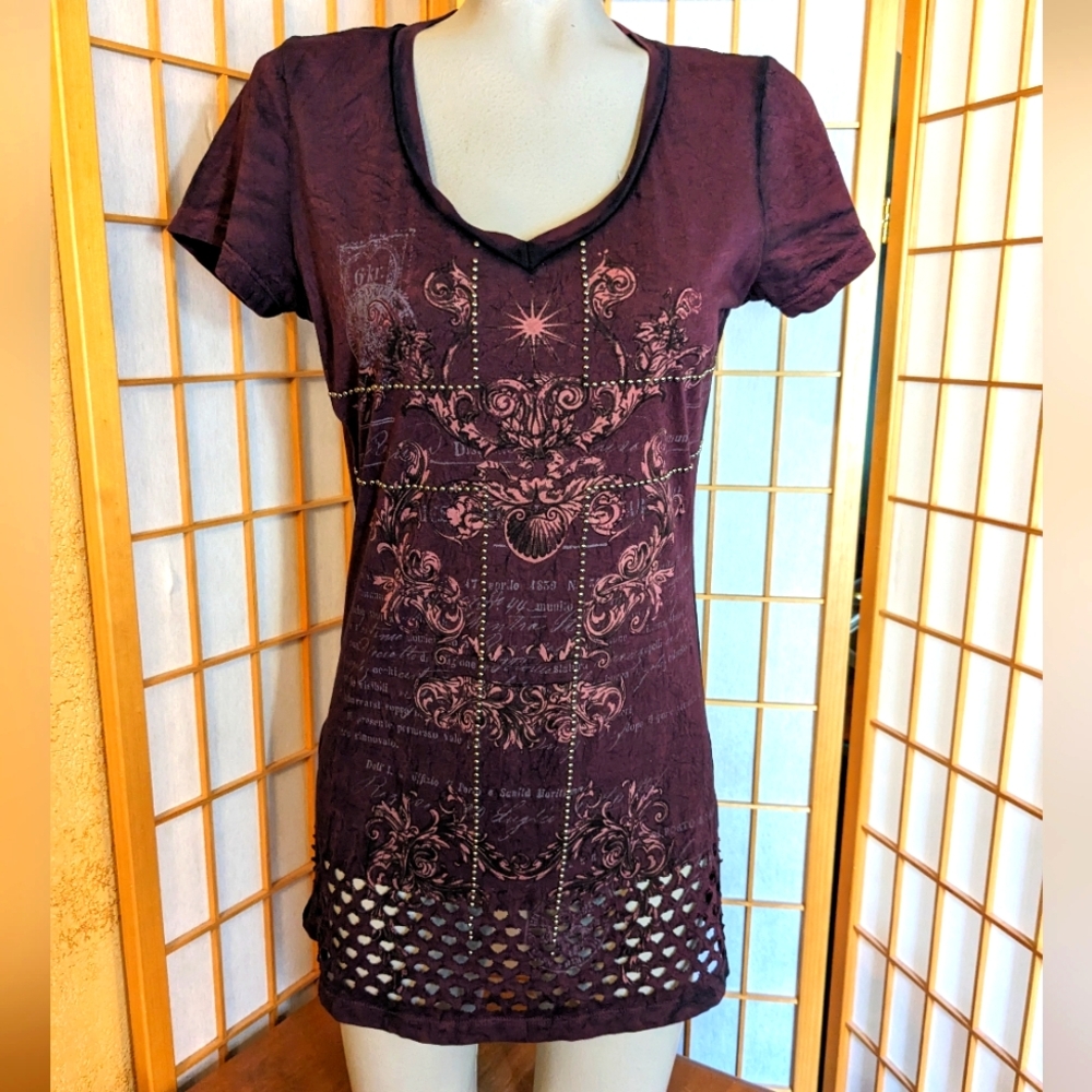 Velvet Stone, bead embellished top, LG